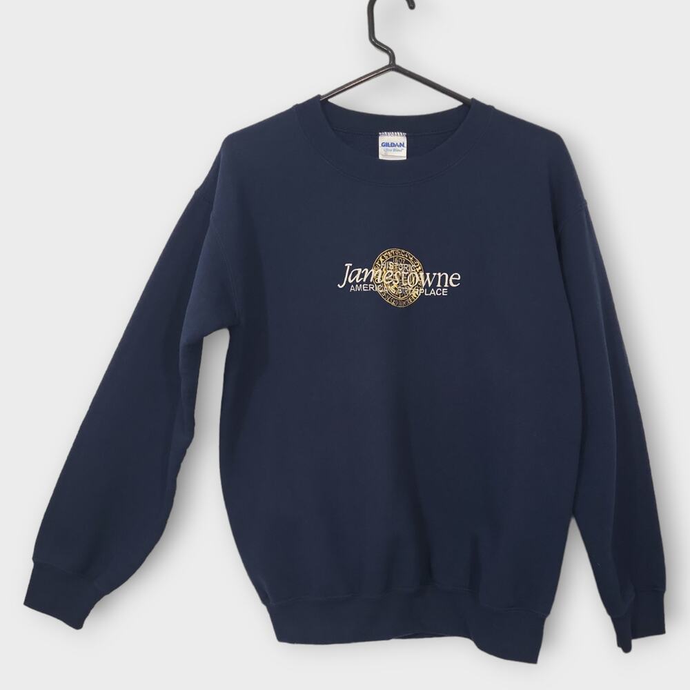 Historic Jamestowne Sweatshirt Womens Size Small Blue Jamestown Embroidered